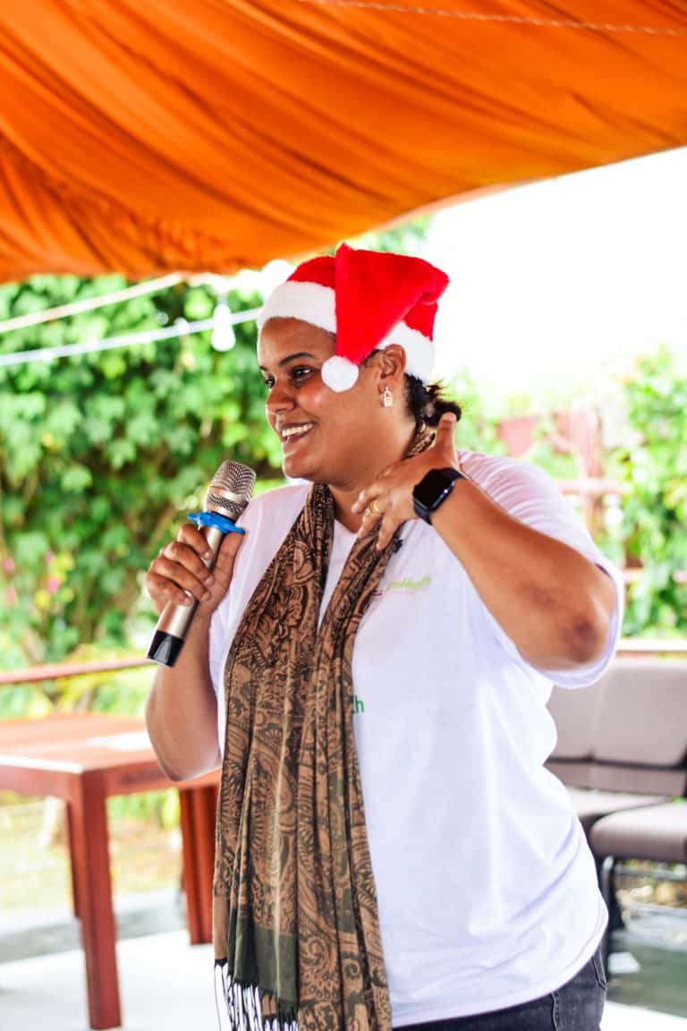 psychologist Sarah presenting at the children's program event Dec 2025